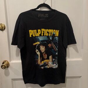 Pulp Fiction Black Graphic Tee with Yellow Logo